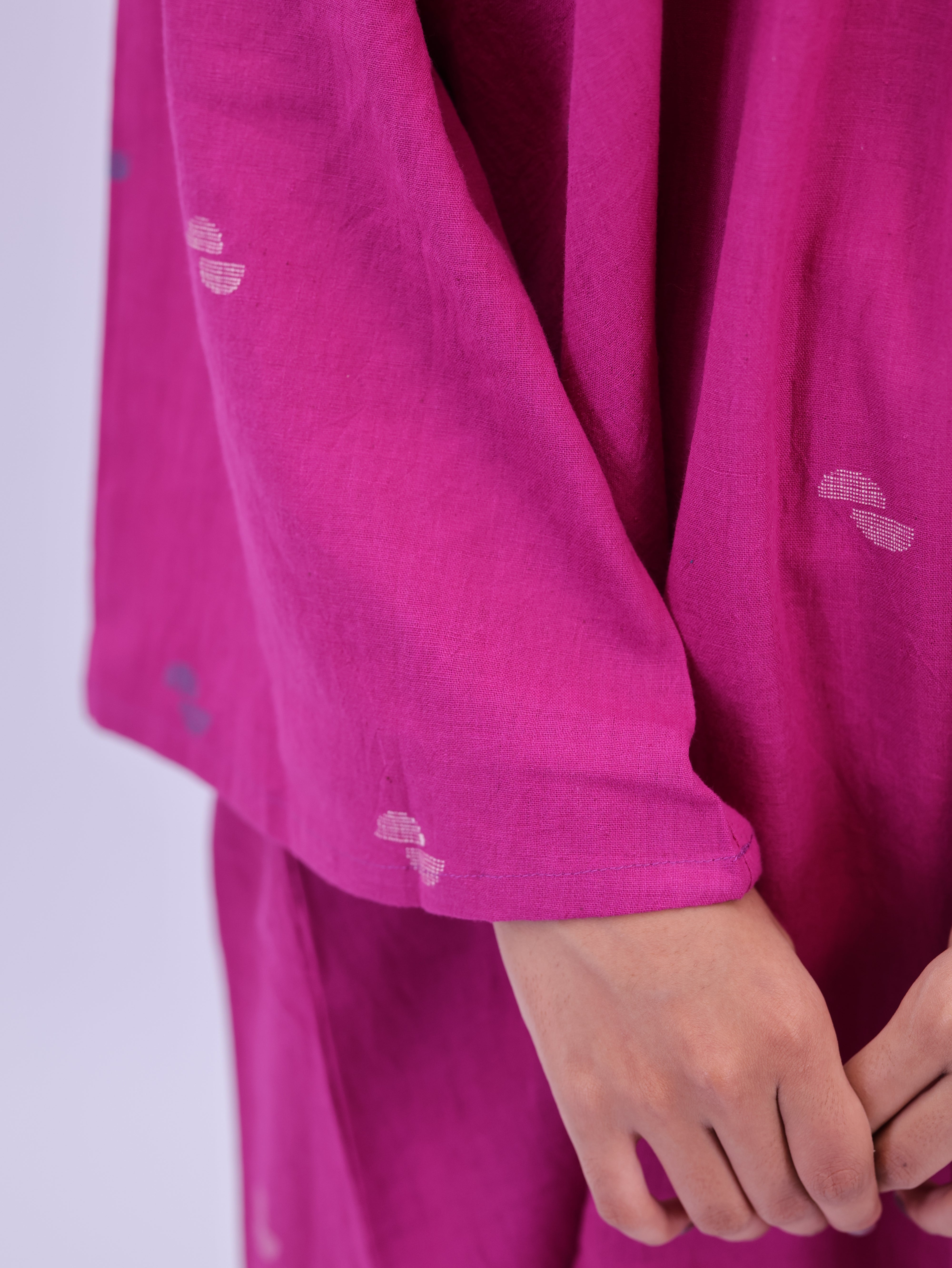 "Rumi" handloom cotton Jamdani Kurta Magenta Pink
