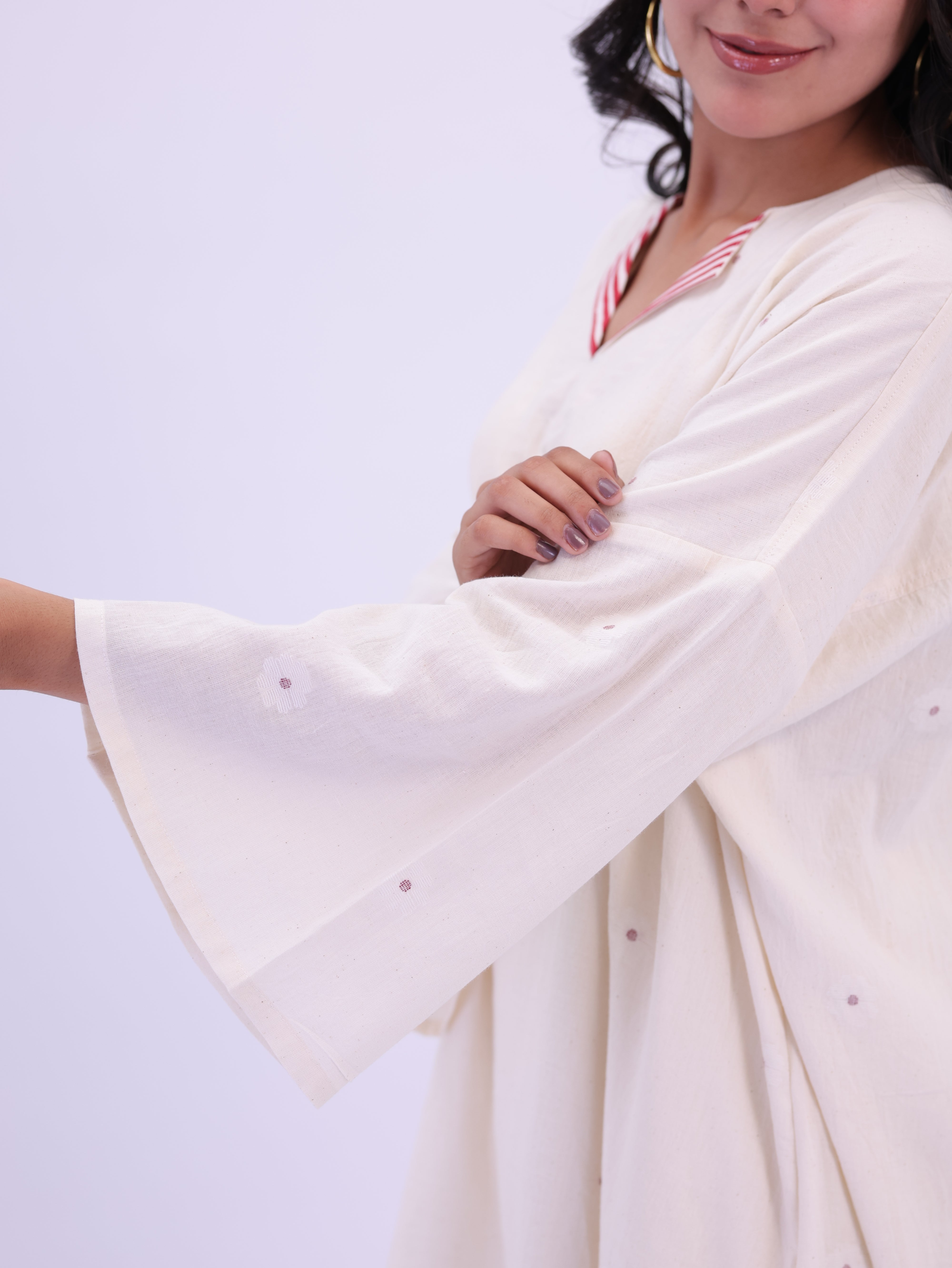 "Rumi" handloom cotton Jamdani Kurta Off white