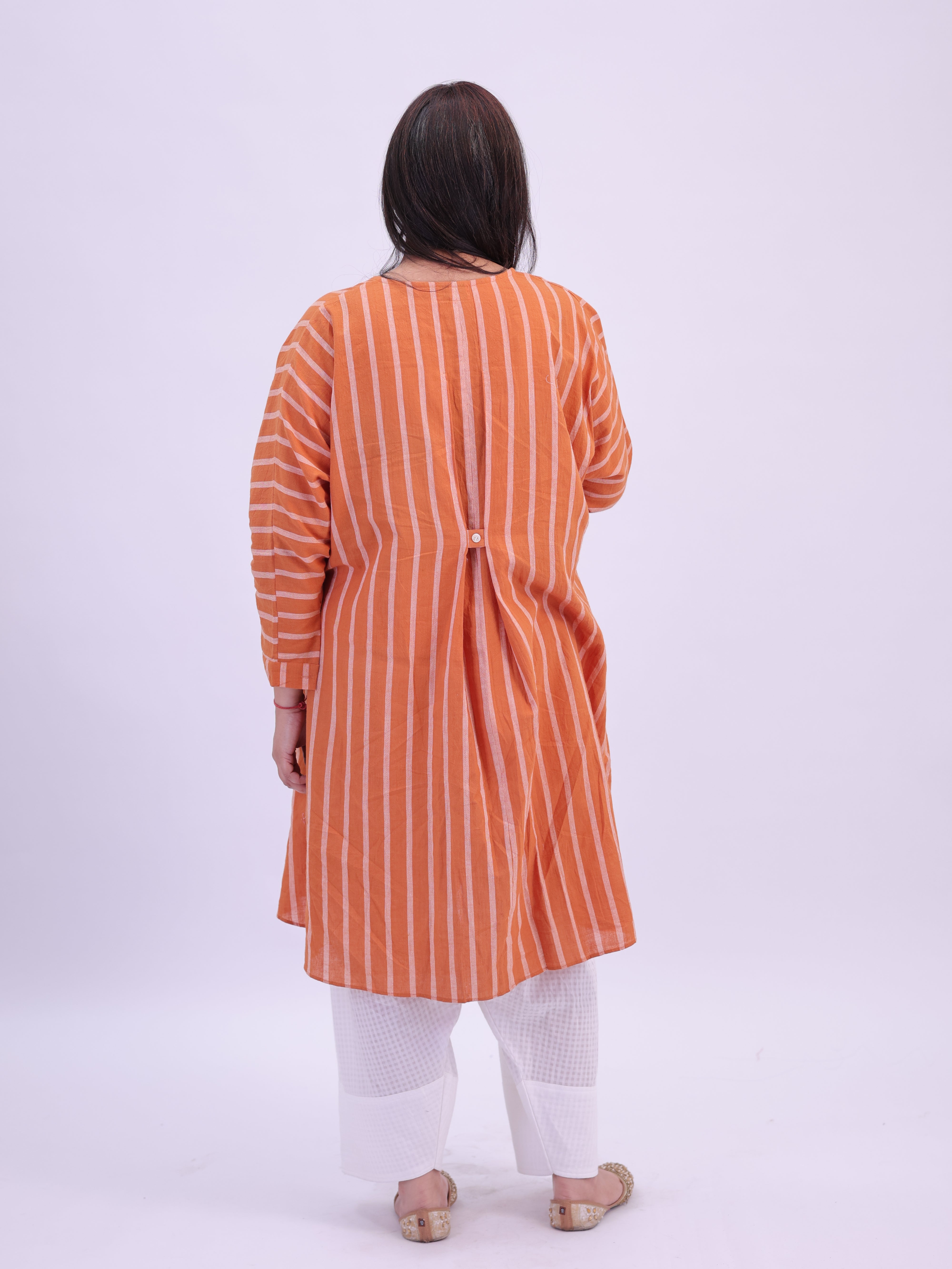 "Rumi" Kaftan Mustard and White Stripes