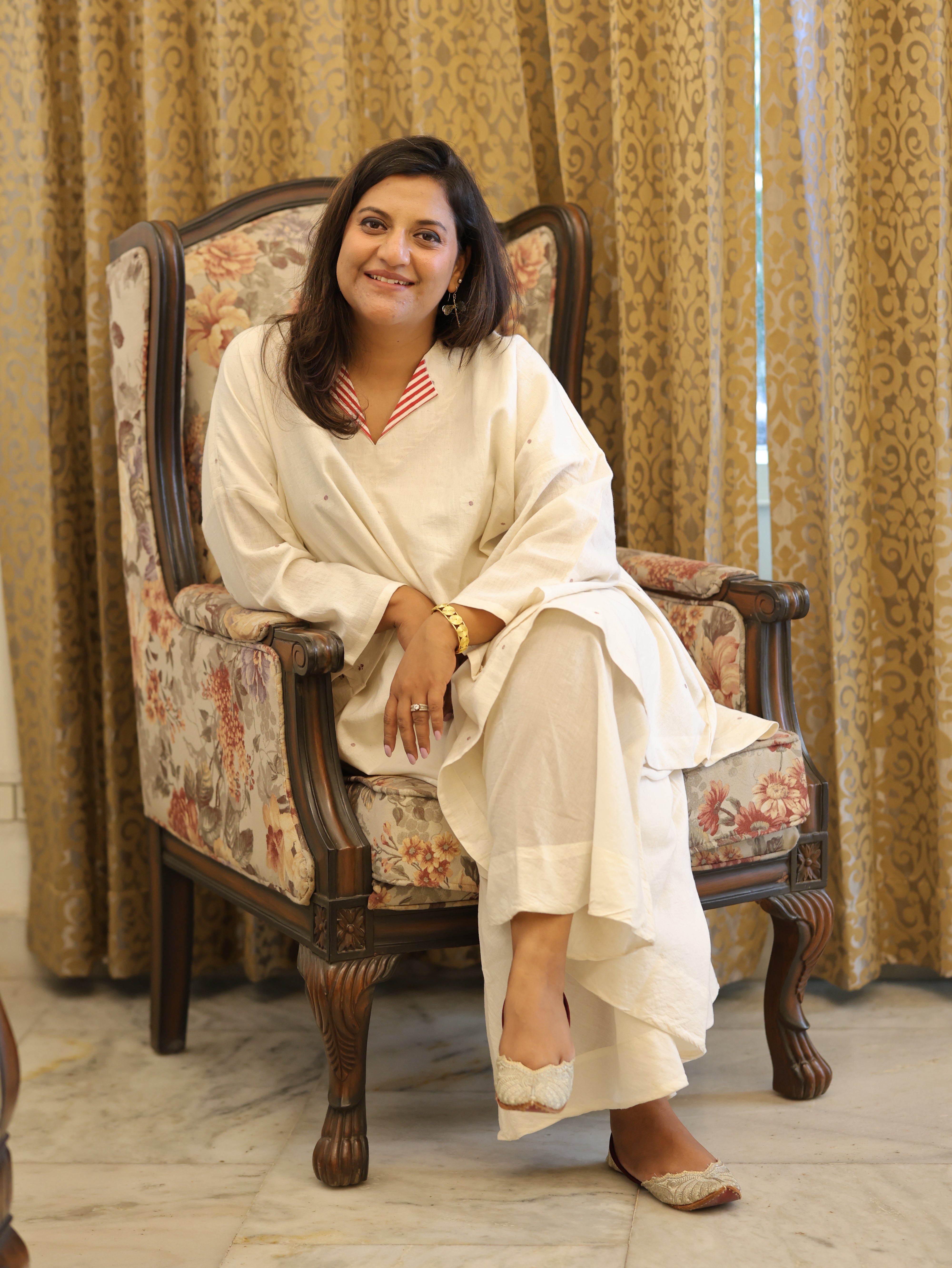 "Shwae" Flared Plazzo Natural Beige